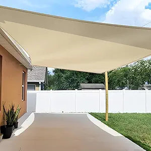 TANG 16'x16' Sun Shade Sail Rectangle Sunshade Canopy UV Block Shade Cloth Pergola Cover for Outdoor Patio Garden Gazebo Deck, Beige