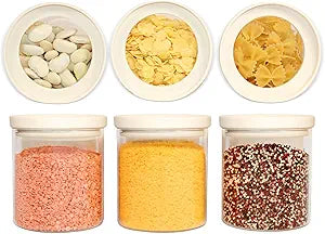 Urban Green Glass Food Storage Jar with Glass Lid, Food Canister Set with Airtight Lids, Pantry Storage Jar for Kitchen Organization. Food Storage Containers in Pack of 6, 16oz.