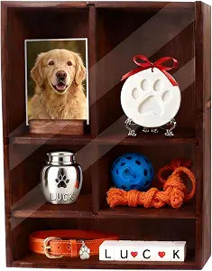 Dog Memorial Shadow Box with Pen,11x4x14 Inch Pet Ashes Keepsake Wall-Mountable Display Case for Dog /Cat Loss Sympathy Gifts - Wooden