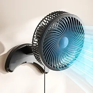 Koonie 8'' Wall Mount Fan, Quiet Small Wall Fan with Timer, 8.2ft Wired Remote, 80 Oscillation, 100 Adjustable, 3 Speeds High Velocity for RV Bedroom Kitchen Office Garage(Adapter Included)