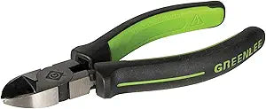 Greenlee 0251-06M Diagonal Cutting Pliers, Mini Molded Grip, 6", Black,chrome,green