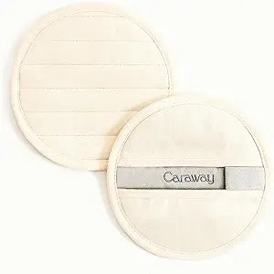 Caraway Pot Holders - 100% Organic Cotton Pot Holder - Double-Layer Stain Resistant Stitching - Resists High Heat & Low Cold Temperatures - Machine Washable - Cream