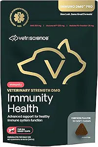 VETRISCIENCE Veterinary Strength DMG Immunity Health Chews - Immune System Support for Dogs & Cats - Liver Aid - Antioxidant Support for Pets - Chicken Flavor - 50 Count