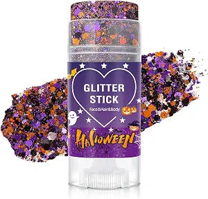 Halloween Body Face Hair Glitter Stick - Purple & Black Chunky