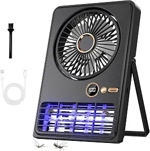 Wisely Desk Fan, Portable Rechargeable Fan Strong Wind Ultra Quiet Small Personal Fan with 90 Tilt Folding and 5 Speeds Adjustable, Type-C Charging Powered for Office Desktop Bedroom Camping(Black)
