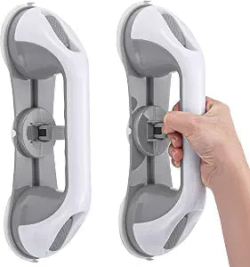 Strong Suction Grab Bars for Shower and Bathroom with 3 Suction Cups, Heavy Duty Safety Handles for Elderly and Seniors  No Drill Removable 2 Pack, Waterproof Non-Slip Bath Handr
