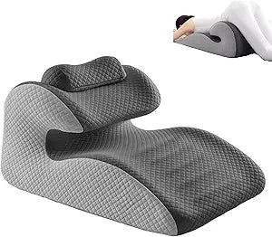 Natural Latex Wedge Pillow, Ergonomic Multi-Position Support for Back Pain Relief, Pregnancy Comfort, Acid Reflux & Side-Lying Relaxation, Removable Cotton Cover-Gray