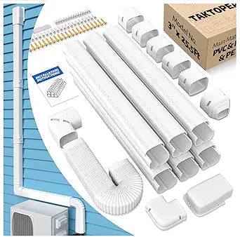Lineset Cover 3 Inch 22.5 Ft: Line Set Cover Kit for Mini Split AC HVAC Piping Central Air Conditioner, Waterproof Decorative DIY Line Hide Wall Sleeve for Outdoor Minisplit