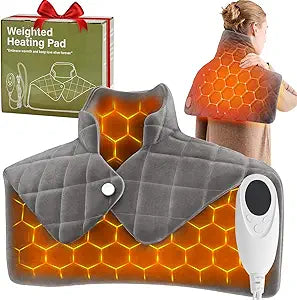 Weighted Heating Pad for Neck Shoulders and Back, Mothers Day Gifts for Mom Wife Grandma, Birthday Gifts for Women Men Dad, Instant Electric Heated Blanket with 9 Heat Options 4 Auto-Off Timer, Grey