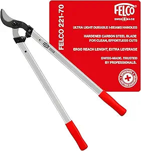 FELCO F221-70 Swiss Made Loppers for Gardening  28" Lightweight Precision Loppers for Tree Trimming | Tree Branch Cutters | Tree Trimmer Tool with Curved Bypass Blade | I-Beam Handles | Orchard Reach