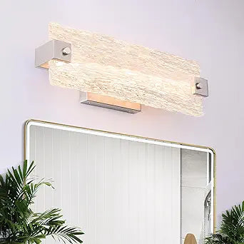 Brushed Nickel Bathroom Vanity Light, 16.5 Inch 10W Dimmable LED Bathroom Light Fixture Over Mirror, Modern Crystal Bar Wall Sconce Lighting for Bath, 3CCT, OS-MM5001-2BN