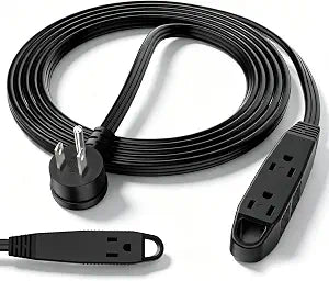 3-Outlet Flat Extension Cord 3 FT, 3 Prong Angled Plug, SPT-3, Power Strip
