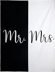 Ethisa Mr and Mrs Beach Towel - Honeymoon Just Married Towel For Beach - Wedding Gift for Newlywed Couple - Shareable Bride and Groom Towel Set - Thin Travel Friendly His and Her Beach Towel - 78"x59"