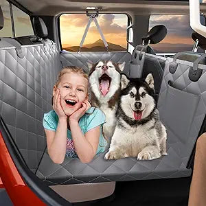 Back Seat Extender for Dogs Truck-Large Space, Hard Bottom Dog Pet Seat Cover Back Seat, Waterproof Dog Hammock for Crew Cab Trucks F150, RAM1500, Sierra, Tundra, Silverado, Grey