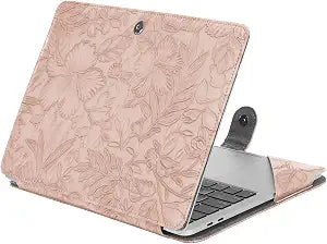 MOSISO PU Leather Sleeve Case, Embossed Hibiscus Portfolio Protective Stand Cover