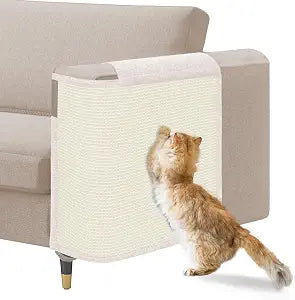 Cat Scratch Sofa Protector,23.6" L*19.7" W Cat Scratch Furniture Protector Pad, Couch Arm Sheild with Natural Sisal for Protecting Couch Sofa Chair Furniture(Beige/Left Handed)