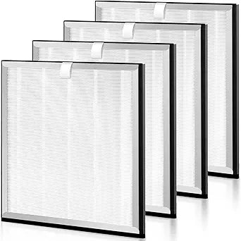 4 Pack APH4000 Replacement Filter Compatible with KNKA APH4000 Air Filter 3 in 1 High-Efficiency Filter with Activated Carbon and Pre-Filter for Pet Dander for Home Large Room