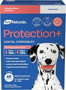 Ark Naturals Protection+ Brushless Toothpaste  Medium Breeds, 54oz Bag  Dog Dental Chew with Toothpaste Center  Prevent Plaque & Tartar and Freshen Breath with Dental Chews for Dogs