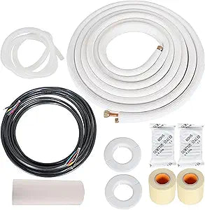 kimllier 25FT 1/4" & 1/2" Air Conditioning Copper Tubing Hose Extension Insulated Copper Hoses Fit for Mini Split Air Conditioner