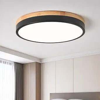 Modern Wood Black Flush Mount Ceiling Light 11.81 Inch