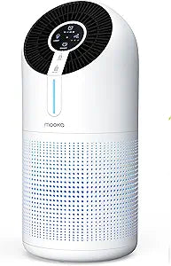MOOKA Air Purifiers for Home Large Room up to 1095ft┬▓, H13 HEPA Filter Air Cleaner for Pets Bedroom Remove Smoke Dust Pollens Dander, Room Air Purifier with Timer Lock 4 Modes Night Light, M02