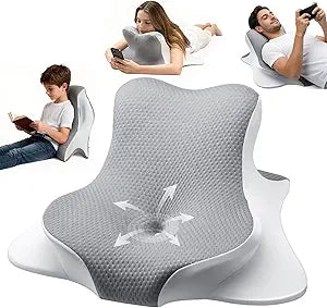 Reading Pillow Ergonomic Memory - Wedge Pillow Comfort Support | Cervical Neck & Back Pillow for Bed, Couch & Floor - Pain Relief for Readers, Gamers, Couples and Father