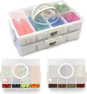 Stackable Snackle Box Container 2 Pack, 14 Compartments with 2 Drain Compartments, BPA-Free Snack Organizer with Lids & Handles for Family Snacks, Dishwasher & Microwave Safe (White 2 Pack)
