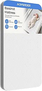 33x19 Rectangle Baby bassinet mattress: 2" Thick Dual Side Gel Memory Foam Bassinet Mattress for ANGELBLISS 3 in1/BabyBond/Cowiewie/JimgloBassinet/HARPPA - Exact Fit Replacement Bedside Bassinet