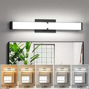 Modern 24IN Black Bathroom Vanity Light, 25W 2500 Lumen Dimmable, 5CCT, ETL Certified