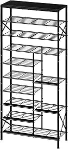 10-Tier Shoe Rack, Shoe Storage Organizer with Boots Storage, Large Capacity Shoe Shelf Holds 27-30 Pairs of Shoes, Durable and Stable, for Entryway, Closet, Hallway, Dorm Room, Black
