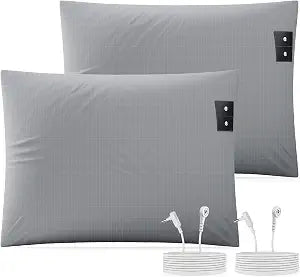 Grounding Pillowcase 2 Pack, Conductive Grounding Pillowcase with 10% Silver Fiber, Soft, Skin-Friendly Fabric for Static Release, 20x36 Inch, Gray