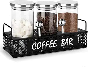 Glass Coffee Containers with Shelf 3x 47oz Coffee Station Organizer Glass Coffee Bean Storage with Spoon Coffee Canister Set Jars for Coffee Bean Ground Nuts