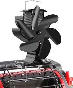 HIDALIFE Wood Stove Fan, Fireplace Heat Powered Fan with Bracket Compatible for Heater,Thermal Stove Blower for Gas Pellet Wood Burner-6 Blades
