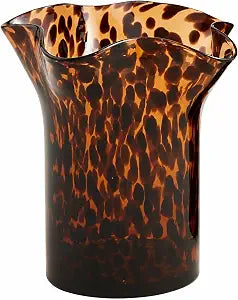 Mud Pie Tortoise Shell Vase, Brown Glass Vase, 6.75" x 4"