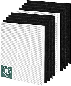 115115 Replacement Filters A for Winix PlasmaWave Air Purifier C535, 5300-2, 6300-2, 5300, 6300, AM90, P300, Funmit 2 High-efficiency Size 21 Filter + 8 Activated Carbon Pre-Filters