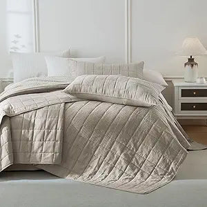 Masaca Oversized King Quilt 128"x120",Dark Khaki Waffle Weave Oversized King Bedspread 3 Pieces Soft Lightweight Farmhouse Extra Large California King Bedding Coverlet for All Season