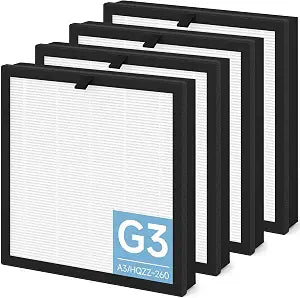 G3 A3 HEPA Filter Compatible with AMEIFU G3 (Sferf-30)FXAP2W Air Purifier, VEWIOR A3 Air Purifier & Tailulu HQZZ-260 Air Purifier, 3-in-1 True HEPA Air Cleaner Filter, 4 Pack