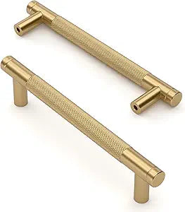 Asidrama 10 Pack 5 Inch(128mm) Champagne Bronze Cabinet Pulls Knurled Cabinet Handles Cupboard Handles Kitchen Cabinet Hardware for Cupboard Drawer Pulls