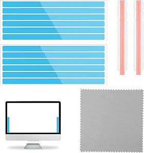 12 PCS Privacy Screen Adhesive Strips, 2 PCS Slide Mount Holder Tabs with Microfiber Cloth Easy On Your Security Filter with Replacement Kit for Monitor Laptop Privacy Protector