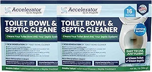 Accelerator by Dr. Pooper Toilet Bowl and Septic Cleaner  Foaming Bio-Activated Formula  Cleans Bowl, Treats Septic System, Reduces Pump-Outs  Non-Toxic  2-Pack, 32 Treatments  Made in USA