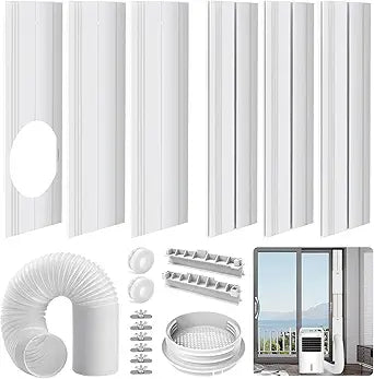 Portable Air Conditioner Sliding Door Vent Kit - Adjustable Length up to 90 Inches, Universal Balcony Seal Plate Set for 5.1" & 5.9" Diameter AC Exhaust Hose