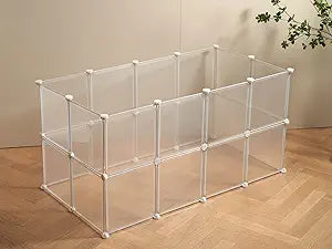 LURIVA Transparent Clear Small Animal Playpen, Guinea Pig Cages, Puppy Dog Playpen, Pet Playpen, Rabbit Bunny Indoor Outdoor Fence Pen Enclosure, White Clear Plastic Playpen,12 X 12 Inch, 24 Panels