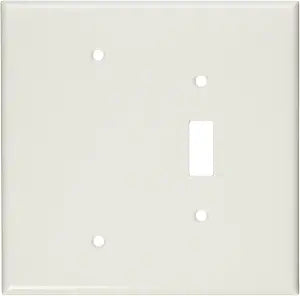 Leviton 2-Gang Combination, 1-Toggle 1-Blank Wallplate, Oversized, Thermoset, 88106, White
