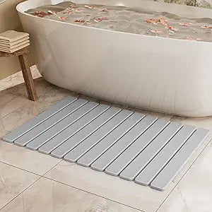Large Stone Bath Mat 31.5 x 19.7in, Quick Dry Stone Drying Mats for Bathroom, Super Absorbent Foldable Bath Stone Mat, Non Slip, Large Diatomaceous Earth Dish Drying Mat for Kitchen Counter