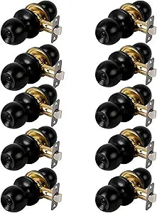 10 Pack Privacy Door Knob Keyless Door Knobs Interior with Lock Bathroom Door Knob with Lock Matte Black Doorknob