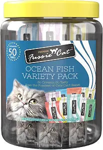 Fussie Cat, 0.5 Ounces Each, 50 Tubes, Ocean Fish Variety 10 Flavors