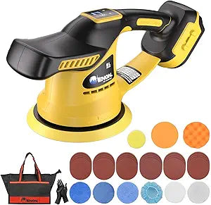 20V Brushless Cordless Car Buffer Polisher KitOnly ToolDual Action Random Orbital Polishing with 6-Speed 2800-6000RPM for Auto Detailing, Waxing & Paint Correction