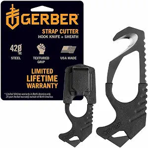 Gerber Seatbelt Strap Cutter with Glass Breaker, Car Escape Tool, Black