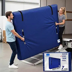 Mattress Bags for Moving and Storage,King Size,with Adjustable Adhesive Straps,8 Handles,Strong Zipper,Heavy Duty & Waterproof & Dust Proof,Reusable Mattress Protector Covers,Navy