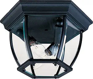 Maxim Lighting 3-Light Ceiling Light | Black Finish | Clear Glass Shade | Early American Ceiling Light Fixture | 1029BK